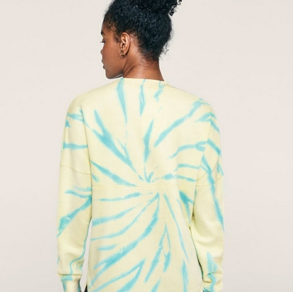 PINK Victoria's Secret Tie Dye Sweatshirt Size: Small Yellow & Robin Egg Blu NWT - Picture 3 of 11